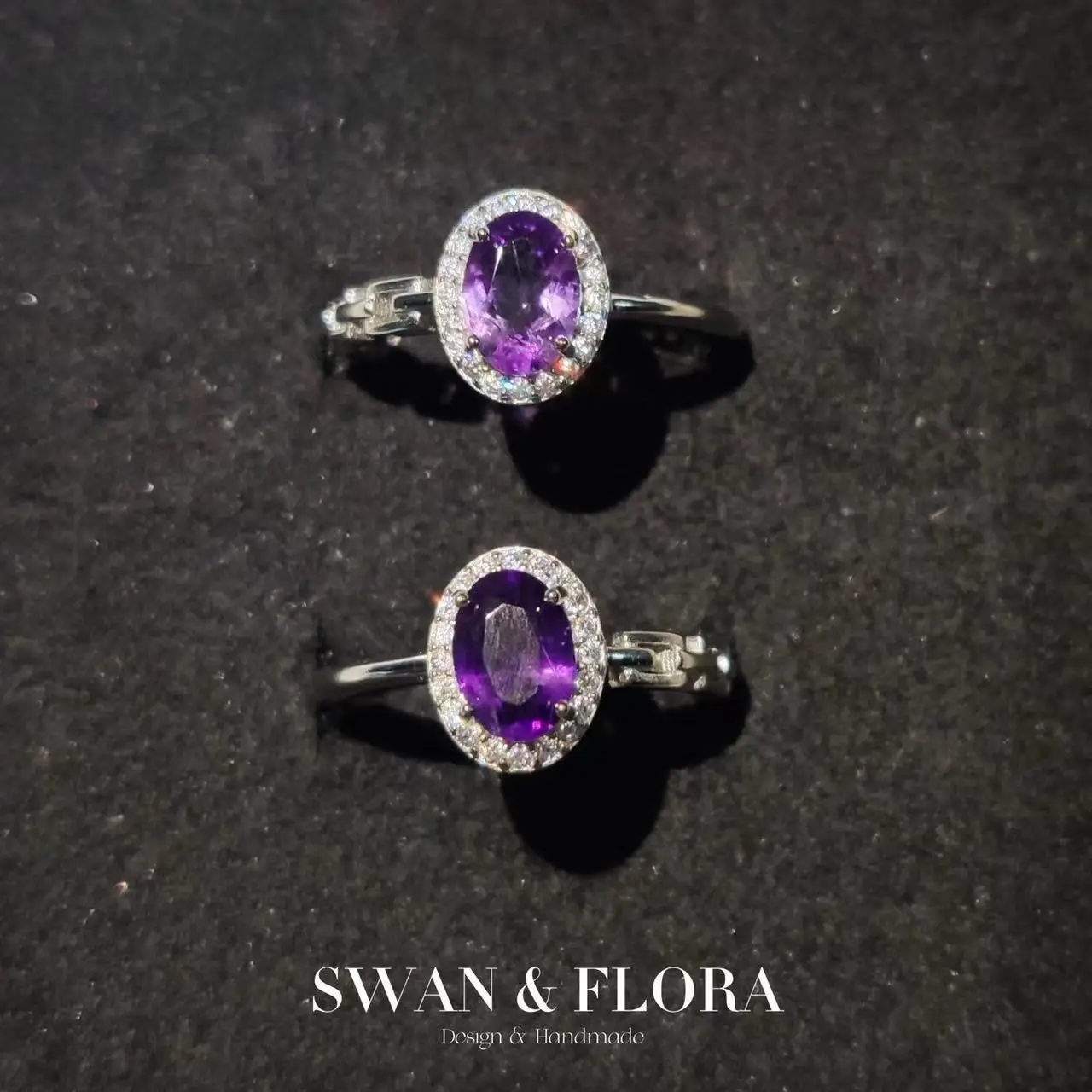 High-quality Natural Amethyst Rings for Women Luxury Wedding Ring European Anniversary Party Birthday Present Accessorie anillos