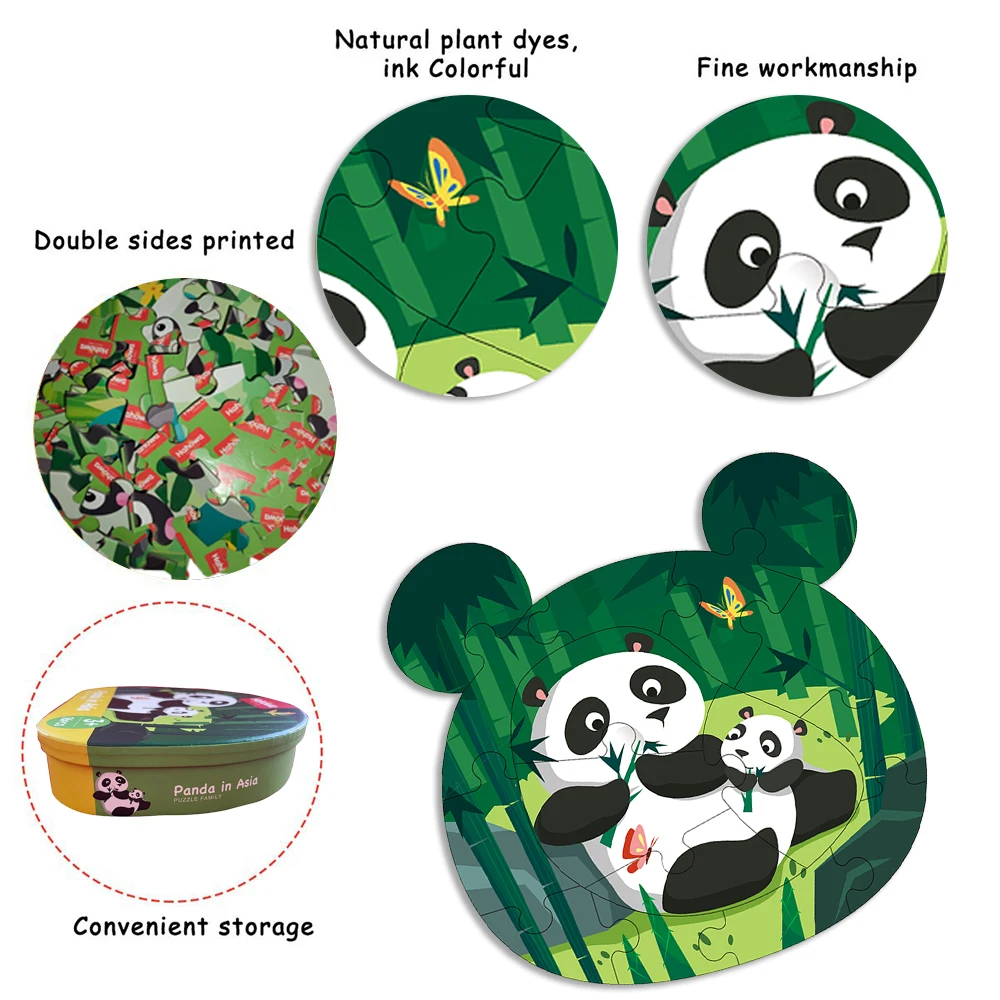 هاهووا الحيوان بازل قطع الباندا أطفال الجدول ألعاب لمدة 3 سنوات تعلم الألغاز ألعاب تعليمية هدايا عيد ميلاد الأطفال #3