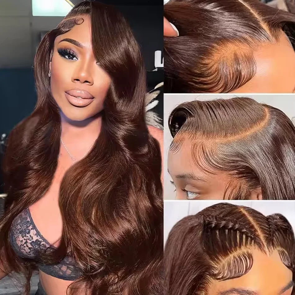 HD 30 36 بوصة الشوكولاته براون الجسم موجة 13x6 الدانتيل الجبهة خصلات الشعر المستعار الإنسان 13x4 الدانتيل الباروكة الأمامية 7x5 غلويليس البرازيلي نصف الشعر