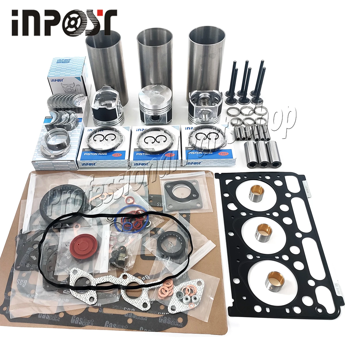 D1463 Overhaul Rebuild Kit for Kubota Tractor Cylinder Liner Kit With Gasket Set Bearing&Valve Piston