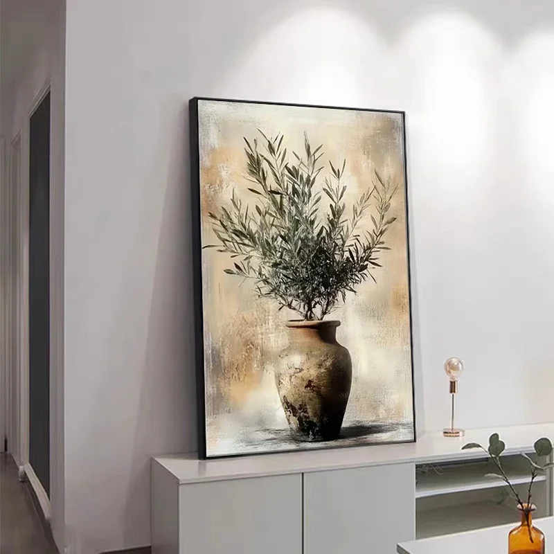 Vintage Olive Tree and Pottery Poster and Prints Botanical Art Canvas Painting Wall Art Picture for Living Room Home Decor