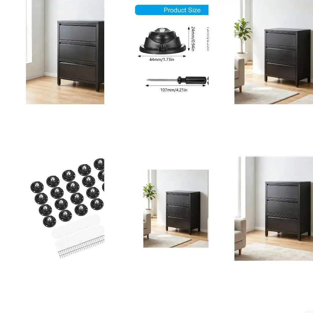 Plastic Ball Roller Set with 20 Casters and 60 Mounting Screws for Adding Directional Movement to Small Cabinets and M4YD