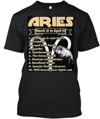 Aries Lifestyle T-Shirt Made in the USA Size S to 5XL