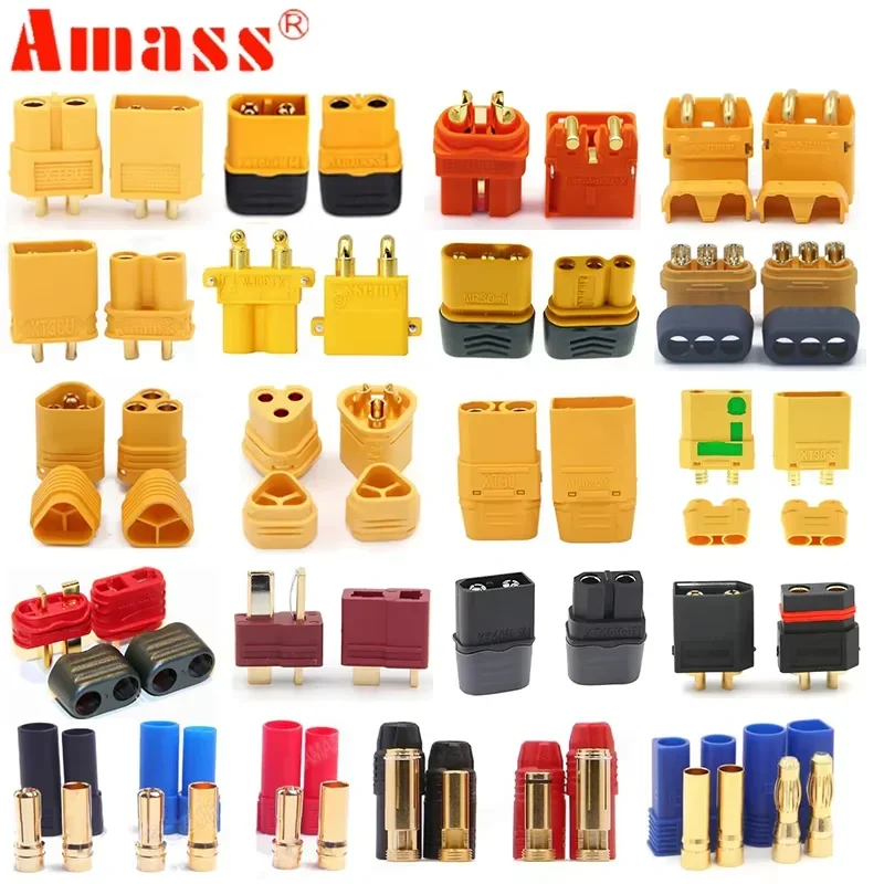 5 คู่ Amass XT90S XT90 XT60 XT60H XT30 MR30 MR60 MT30 MT60 XT60I XT60W XT60PW XT30PW ปลั๊ก T-type XT150 AS150 EC5 ปลั๊ก Connector