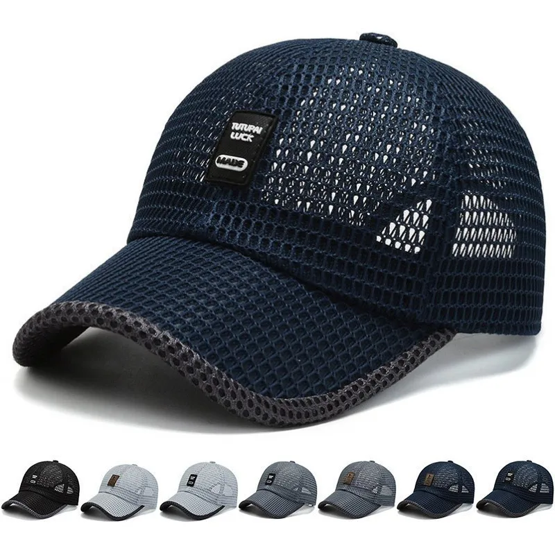 Men's Mesh Baseball Cap Breathable Summer Caps Dad Hat Outdoor Fishing Hats Bone Gorras Snapback Trucker Cap
