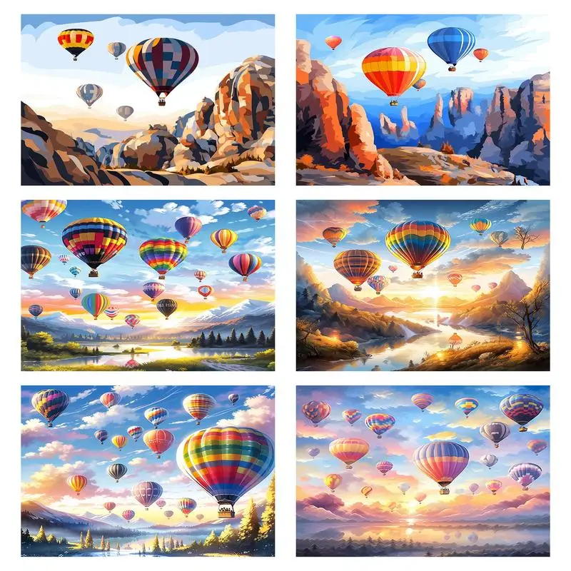 

PhotoCustom Coloring By Numbers Hot Balloon Kit With Frame Paints By Numbers Home Decoration For Adults Handicraft