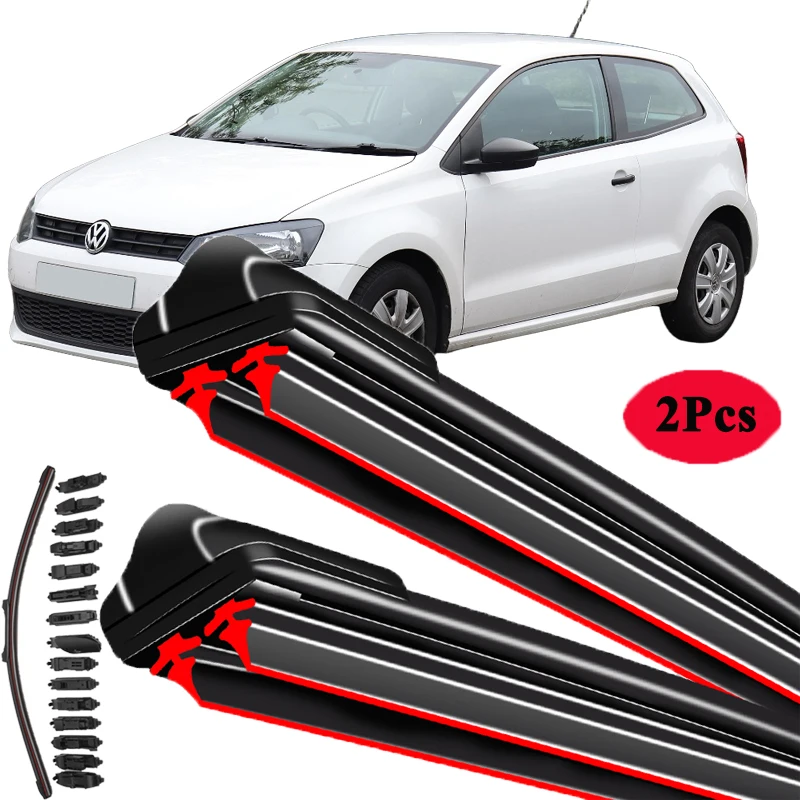 

For VW Volkswagen Vento Polo MK5 6R 6C 61 Saloon Sedan 2009 2010 2011 2012 2016 2018 2019 Double Rubber Wiper Blades Colorful