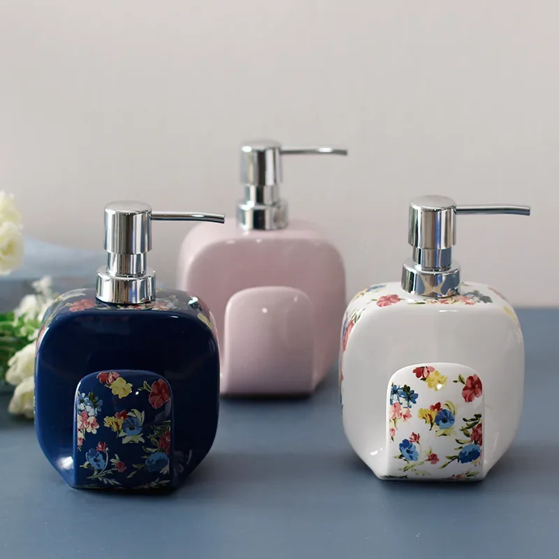 

Ceramic Lotion Multifunctional Detergent Separate Bottle Hand Sanitizer Bottle with Sponge Base Bath Bottle Cup Dispenser