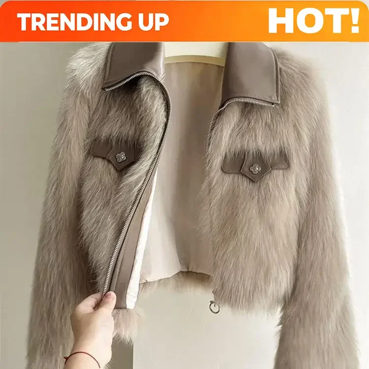Customization Spring And Autumn Korean Chic Polo Collar Loose Fur Coat Women Clothing Winter Coat Faux Fox Fur Plush Short Jacke