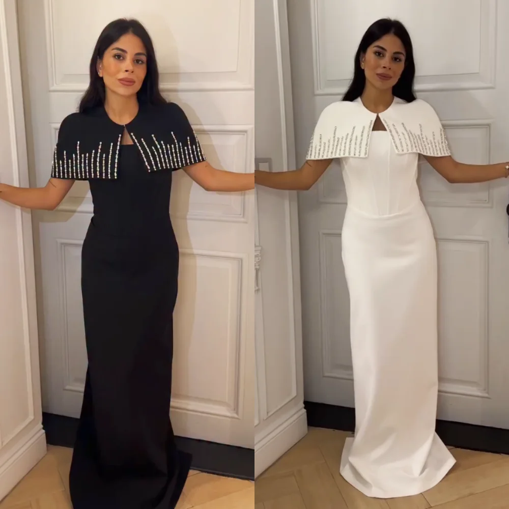 Customized Jersey O-Neck Shawl With Rhinestone Long Dresses Bespoke Occasion High Quality Evening Dress Elegant Party Wedding