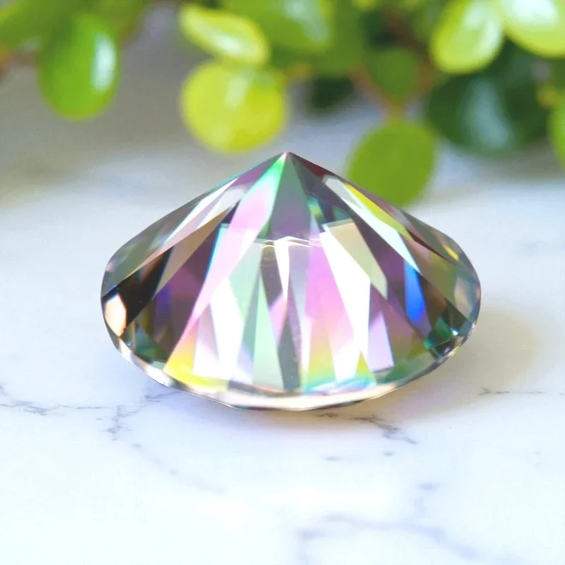 

Moissanite Stone Round Cut Rainbow Green Loose Gemstone For Jewelry Making With GRA Certificate Pass Diamond Tester