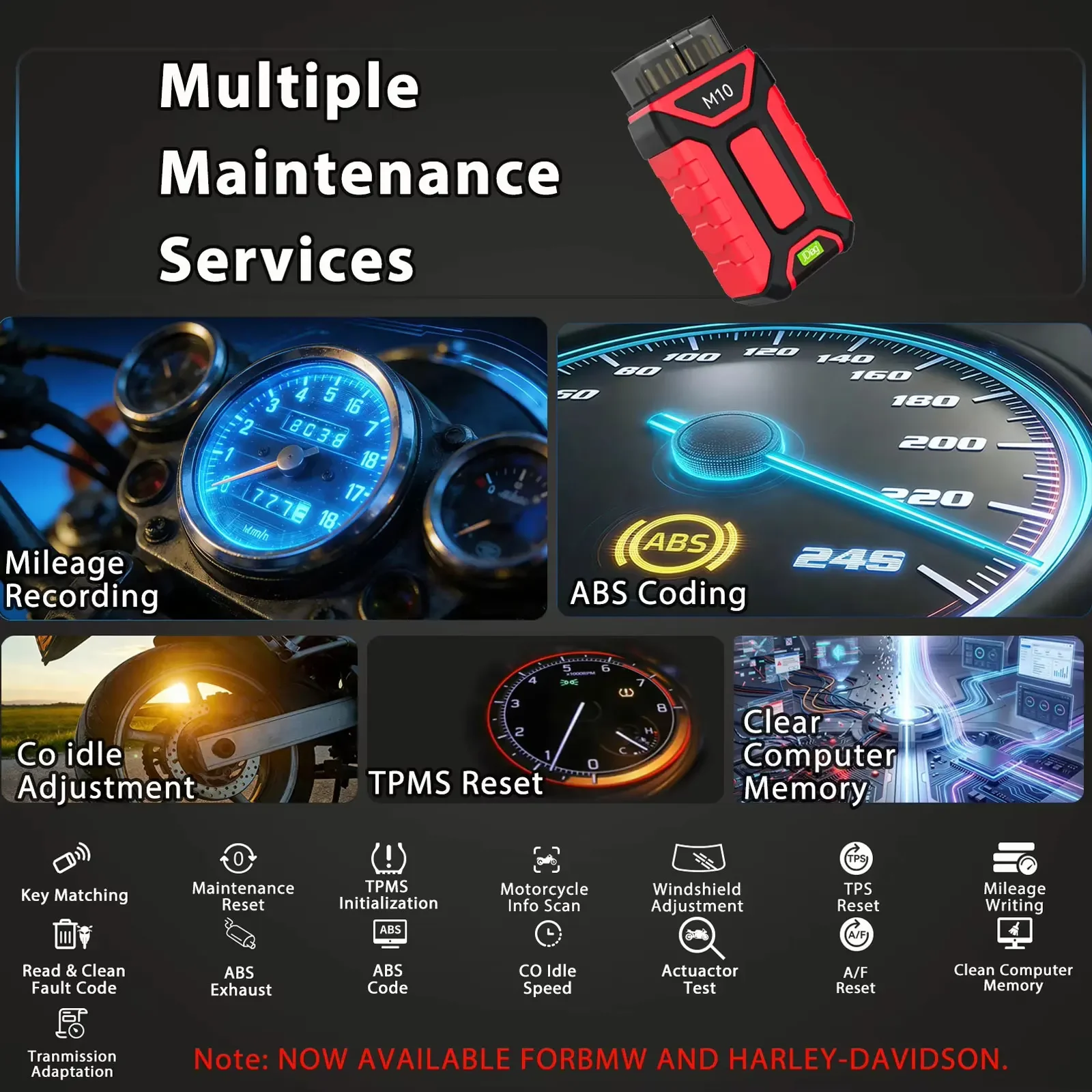 JDiag M10 Diagnose-Scanner für BMW/Harley/KTM/DUCATI Motorräder Diagnosegerät Fehlercodelesegerät Schlüsselprogrammierung MOTO OBD2 Scanner – Detail 2