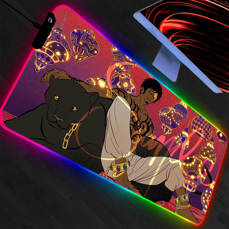 One Piece Backlight XXL Rubber Large PC Mousepad RGB Gamer Gaming Mouse Pads LED Desk Keyboard Mat Computer Mat Durable