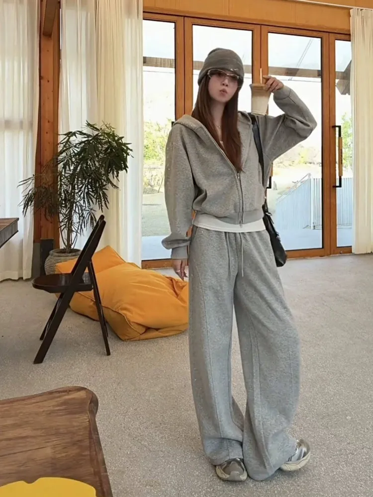 New Women Spring Autumn Warm Sports Suits Diamonds Hooded Zip Jacket Mid High Waist Pants Running Tracksuit Female Two Piece Set