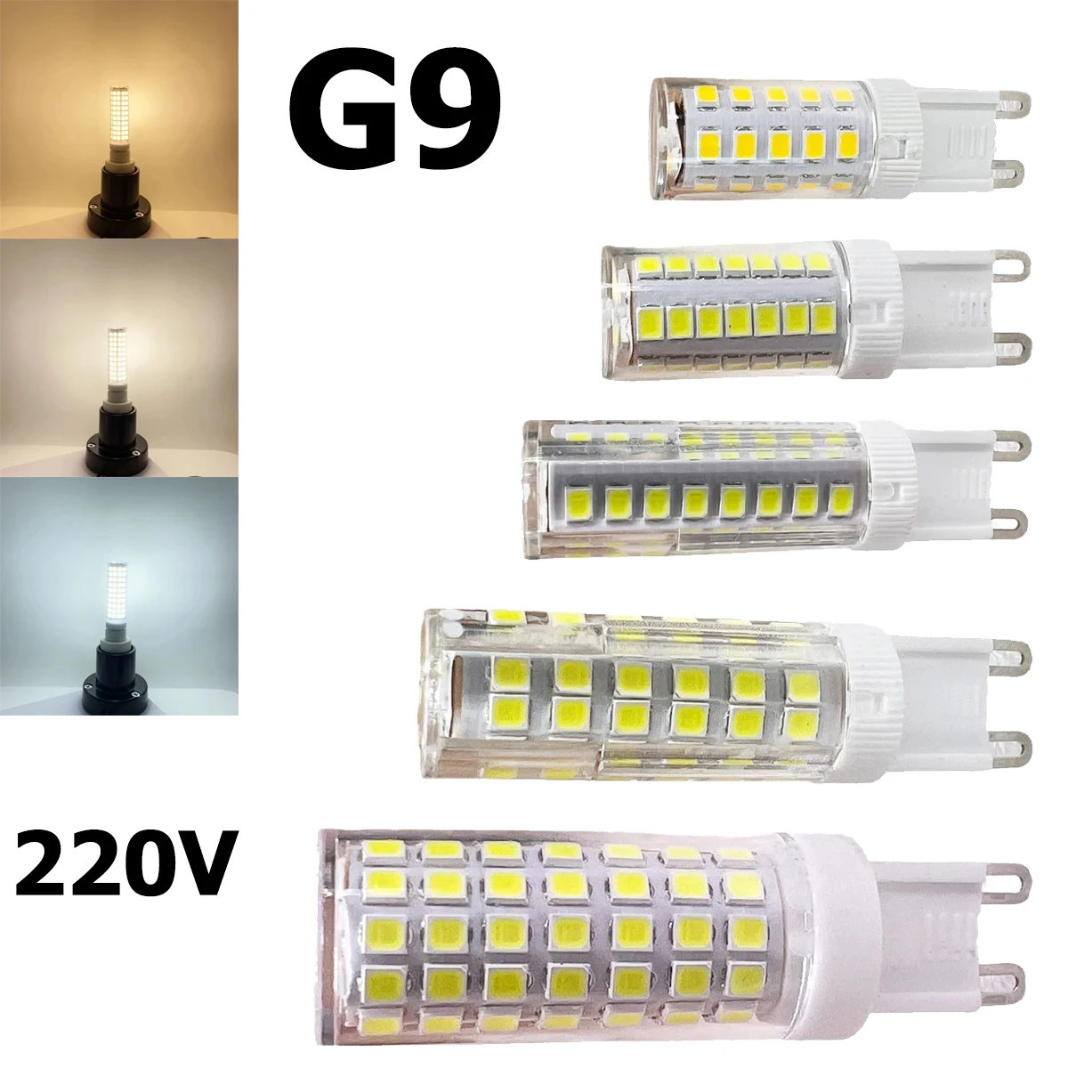 G9 LED Corn Bulb 7W 9W 12W 15W 18W 2835SMD AC110V/220V Bulbs Energy Saving 3000K-6500K White Ceramic Lamp for Living Room