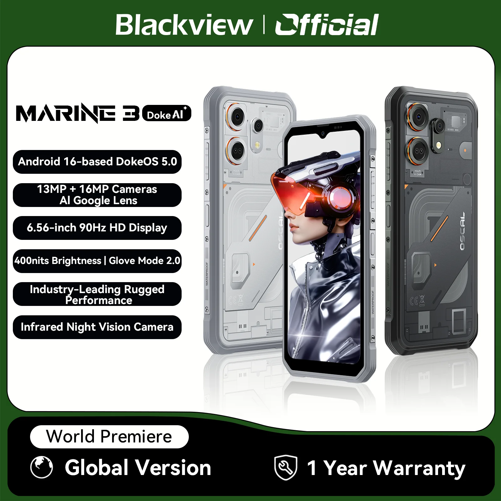 �y�Z�[�����zBlackview OSCAL MARINE 3 ���M�b�h�X�}�[�g�t�H�� 6.56�C���`HD 90Hz�f�B�X�v���C Helio G81 13MP+16MP�J���� 5000mAh�o�b�e���[ Android 16 ���o�C��