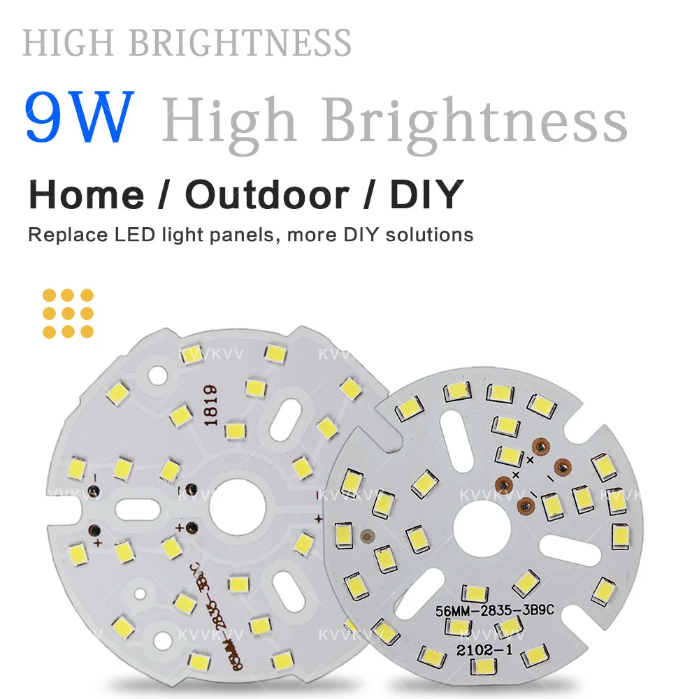 9W LED Light Board SMD2835 PCB Replacement Lamp Beads 56/65MM Round Warm White Light Source Module DIY Chandelier Ceiling