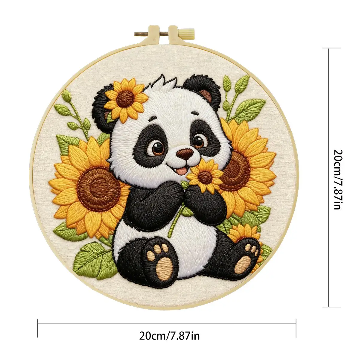 1 Stück 20X20CM/15X15CM 7,87/6,3 Zoll Panda-Stickerei-Starter-Kit DIY-Kit DIY-Stickerei-Set Handarbeiten Nadelkunst – Detail 4