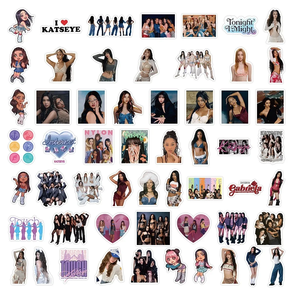 50/100 Stück Neue Katseye Kpop Girl Group Graffiti-Aufkleber Dekoration Reisegepäck Handy Gitarre Scrapbook Wasserfeste Sticker – Detail 4