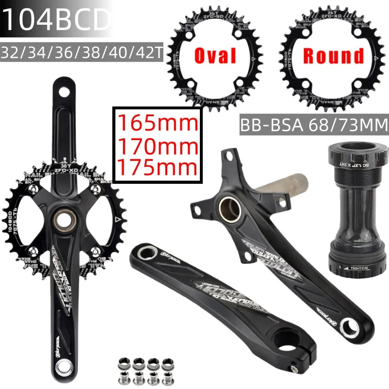 

Integrated Crankset 165 170 175mm 104bcd Chainring 32T 34T 36T 38T 40T 42T Oval/round Narrow Wide Chainring for Mtb Bike Cranks