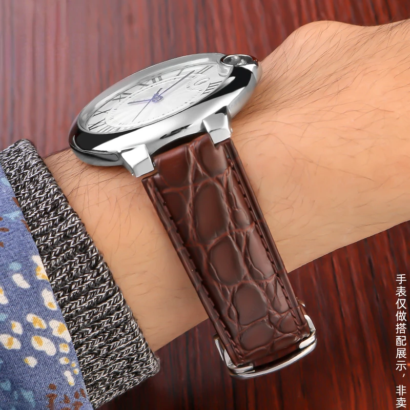 Crocodile leather watch strap For Cartier blue balloon WSBB0025 W69012Z4 14-8mm 16-8mm 18-11mm 20-12mm 22-14mm convex watchband