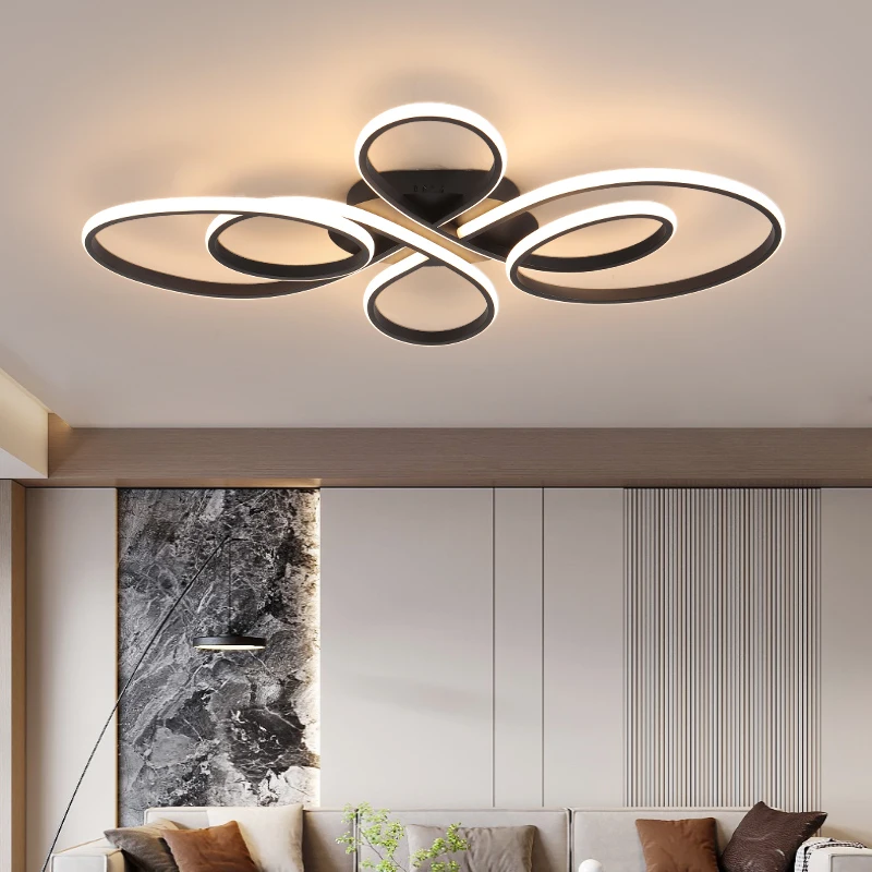 Luminária de teto moderna com controle remoto, lâmpada de teto nórdica para sala de estar, quarto, sala de jantar, decoração de iluminação interna para casa