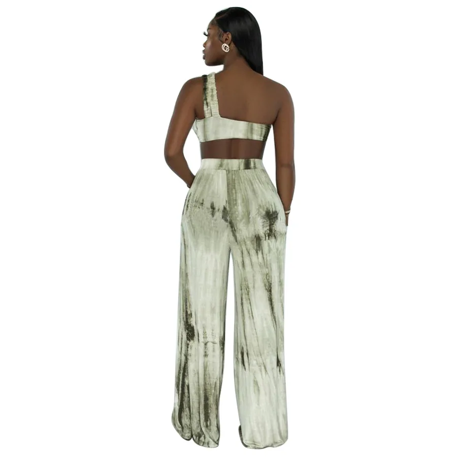 Women's Tie Dye Printed Wide Leg Pants Set, Stylish and Casual Two-piece Set, 2025 Summer