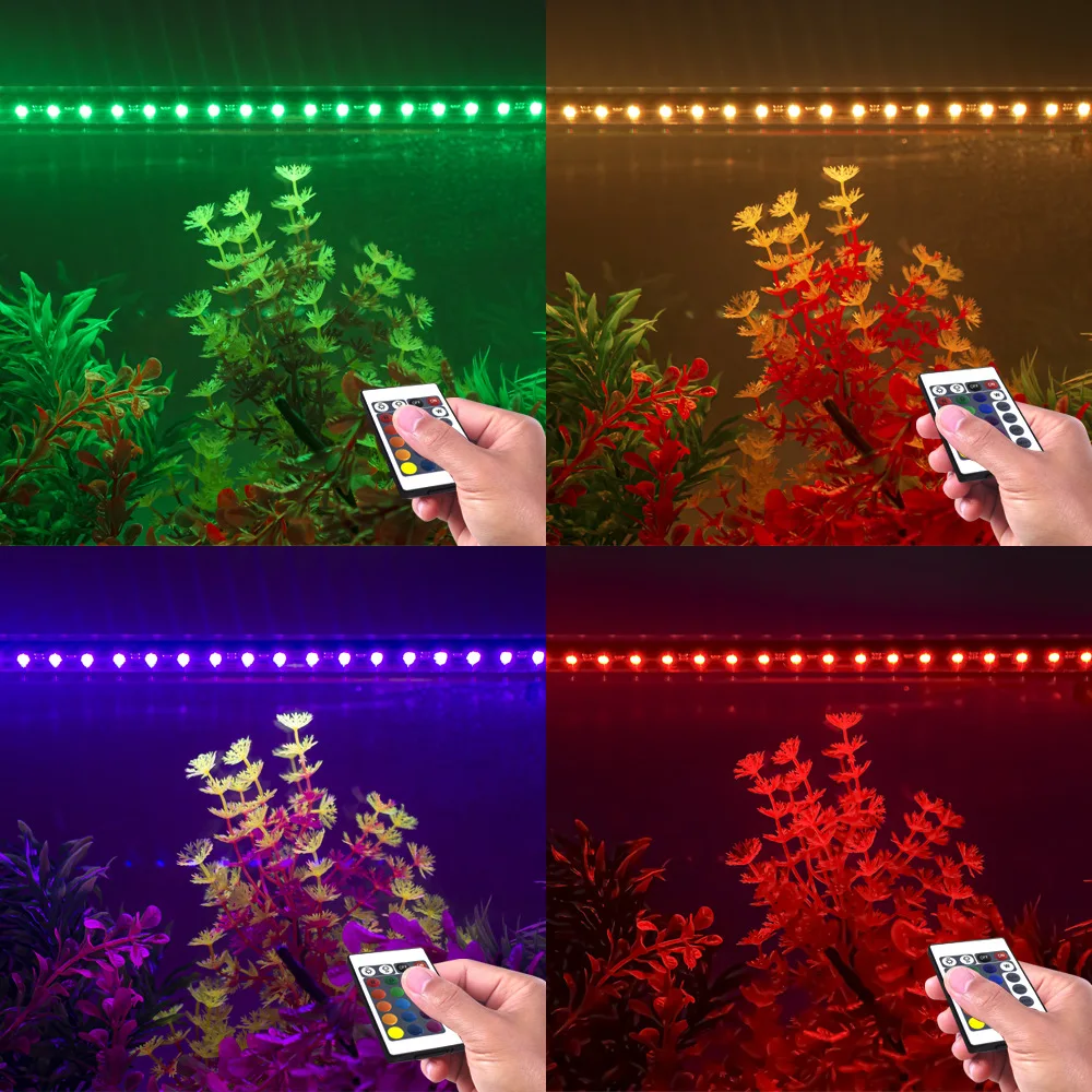 Remote Control RGB Fish Tank Light Dimmable Waterproof LED Aquarium Submersible Lights For Fishbowl Tanks Aquariums Lighting