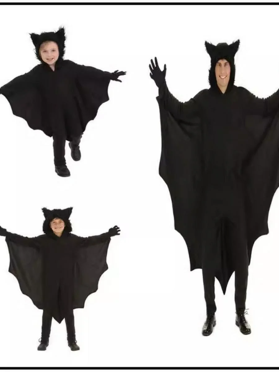 loween Pipistrello per bambini Cosplay Abito genitore-figlio Costume da spettacolo Costume di scena etnico Abbigliamento tradizionale intero