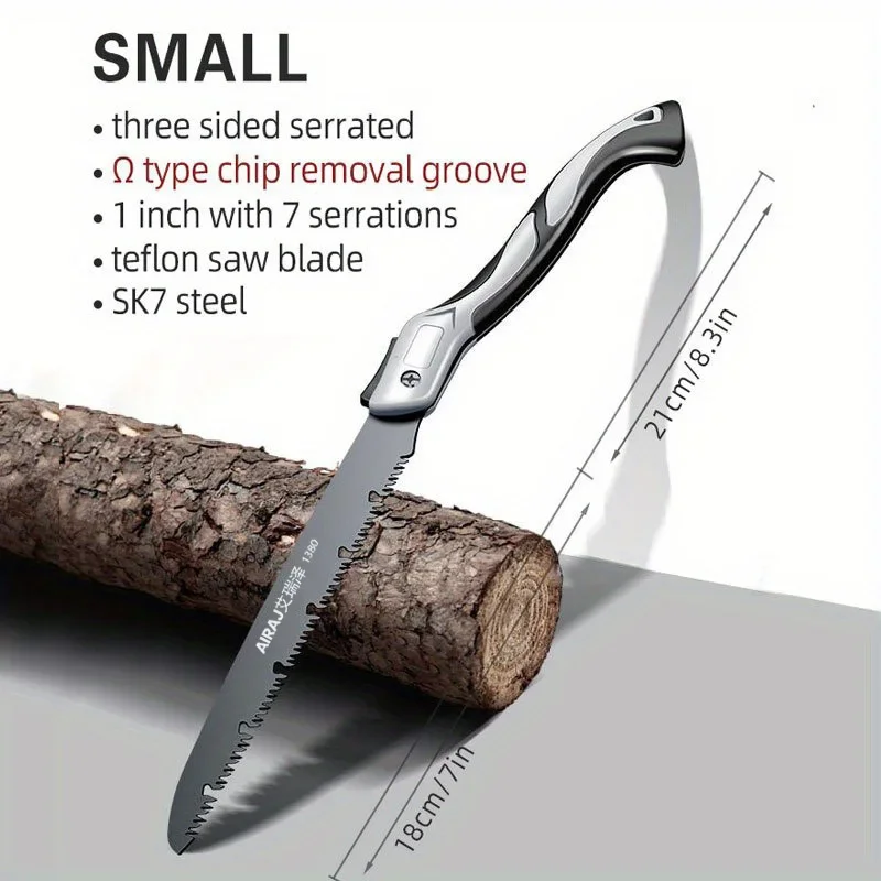 AIRAJ Klappbare Säge, Holzbearbeitungs-Klapp-Flachsäge, Multifunktionale Holzschneidesäge, Scharfe Camping- und Gartensäge, Baumsäge, Handwerkzeug – Detail 2