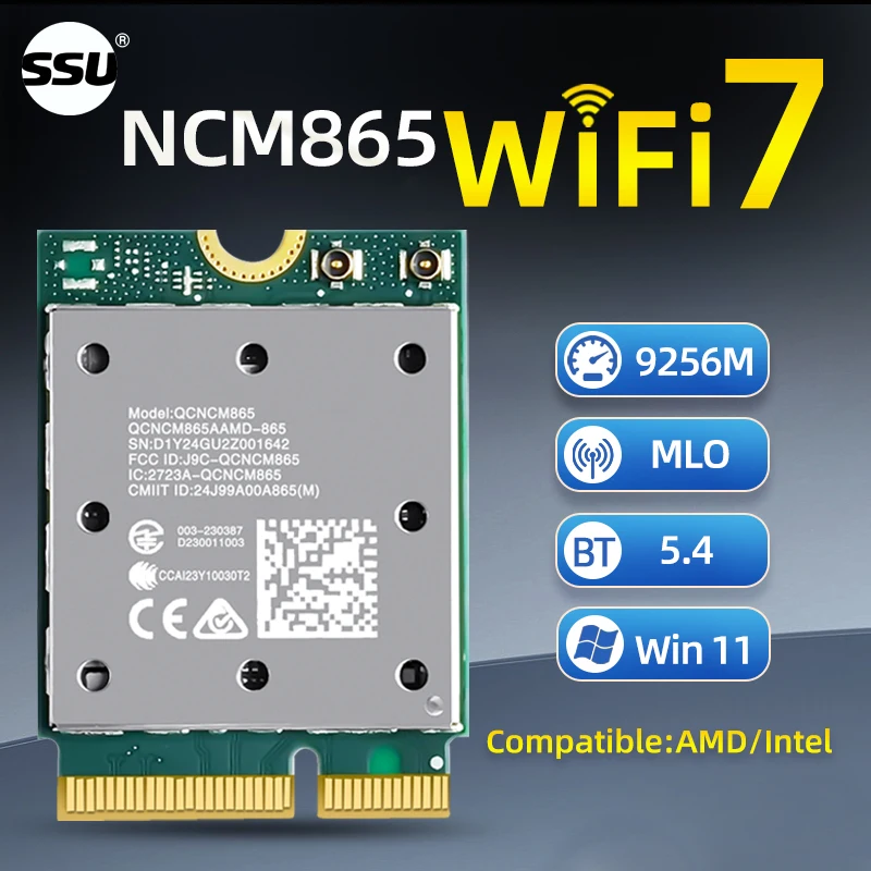 

WiFi7 wireless network card tri band 9256Mbps BT5.4 laptop QCNCM865 5G/6GHz wireless adapter suitable for AMD/Intel Win11