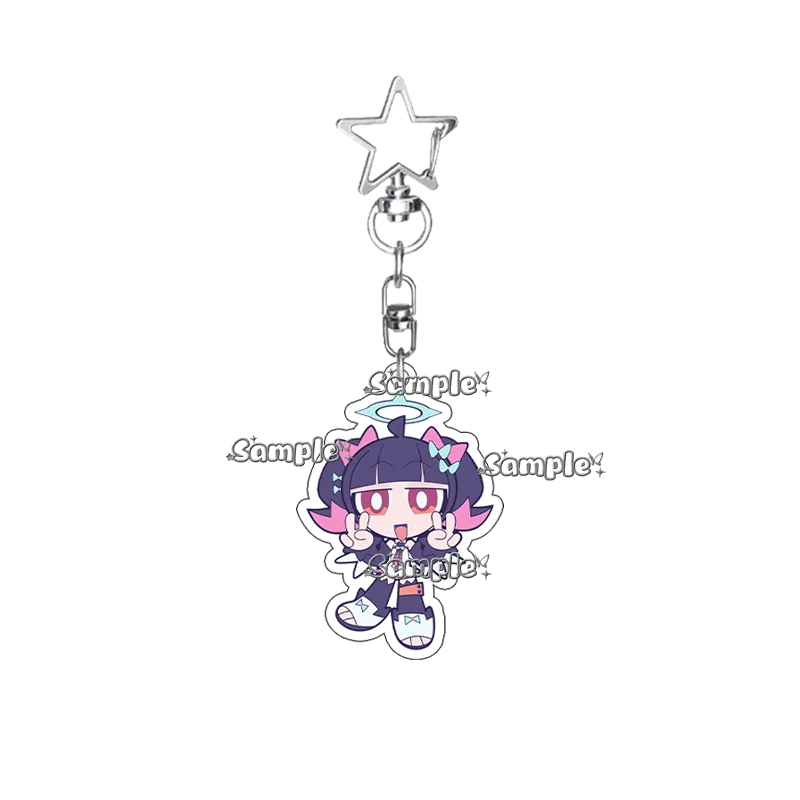 Cartoon Cute Anime Blue Archive Style Kawaii School Girls Angel Demon Q Version Acrylic Keychain Backpack Keyring Pendant Decor view 4