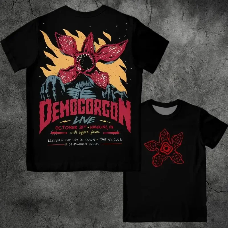 Eddie Munson Stranger Vintage Print T-Shirt Demogorgon Kannibaler-Blume Hawkins Grafik-Tee Y2K Streetwear Damen-Oberteile Harajuku – Detail 6