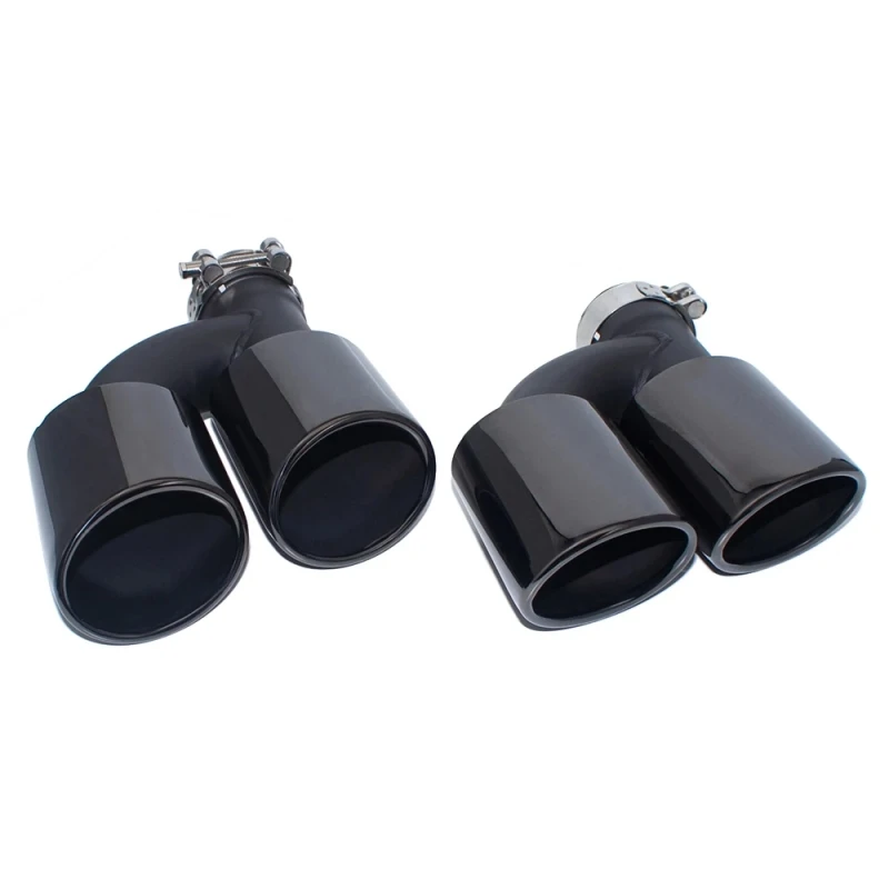 2pcs/set Dual Out Stainless Steel Car Rear Exhaust Pipe For Audi A4 A5 A6 A7 Up To S4 S5 S6 S7 Black Muffler Tip 60mm Nozzle