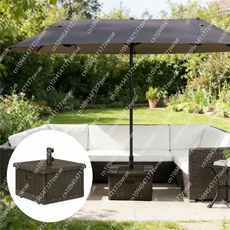 Brown Patio Umbrella Base Only Outdoor Terrace Umbrella Stand & Rack for Umbrellas of All Sizes