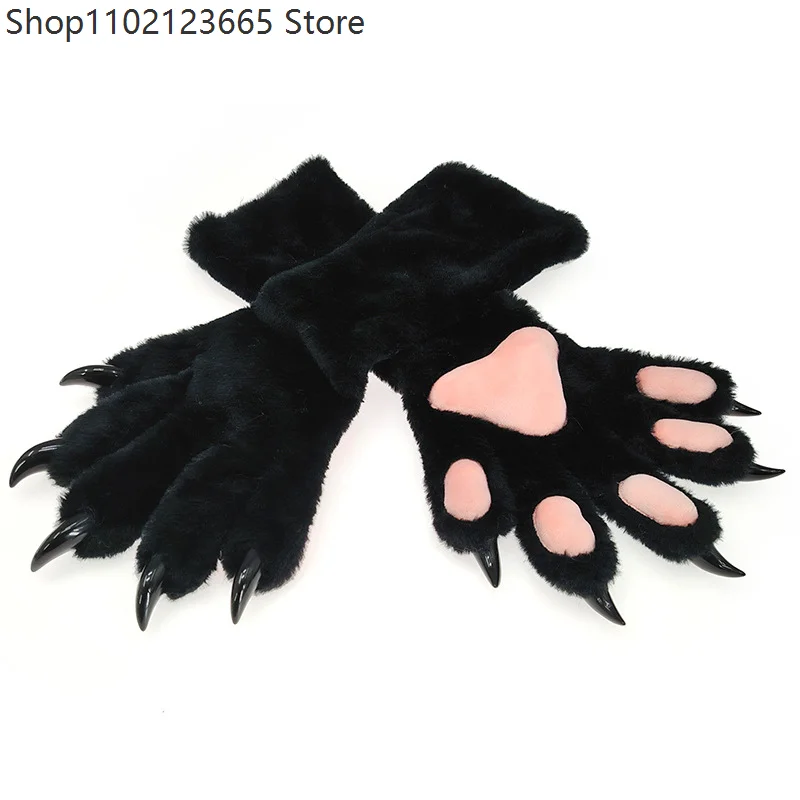 Fur Set Animal Claw Gloves Girl Role Play Props Fur Plush Five Finger Claw Gloves Adult Halloween Party Cosplay Accessories 2026 5