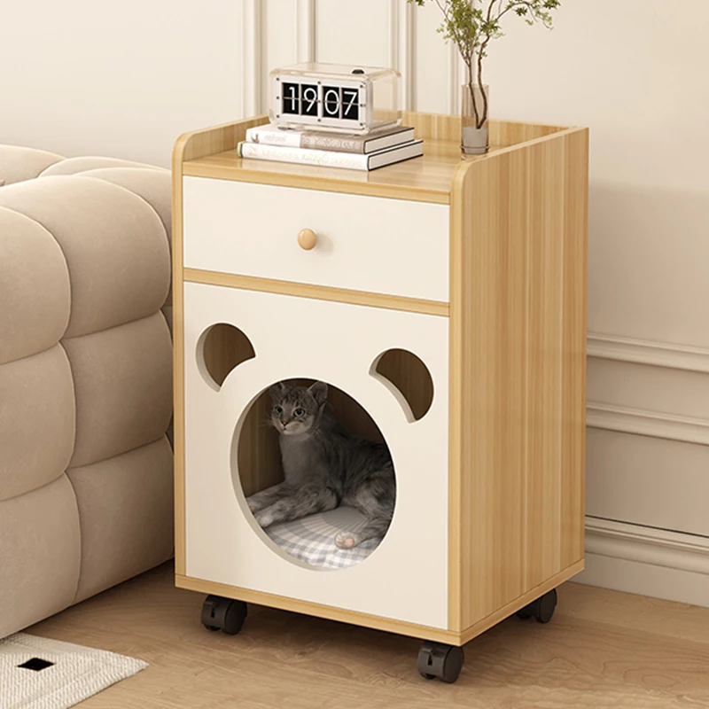 

Bedside Table Cat Nest Integrated Cat Bed Small Bedroom Bedside Cabinet Shelf Locker Four Seasons Universal Solid Wood Cat House