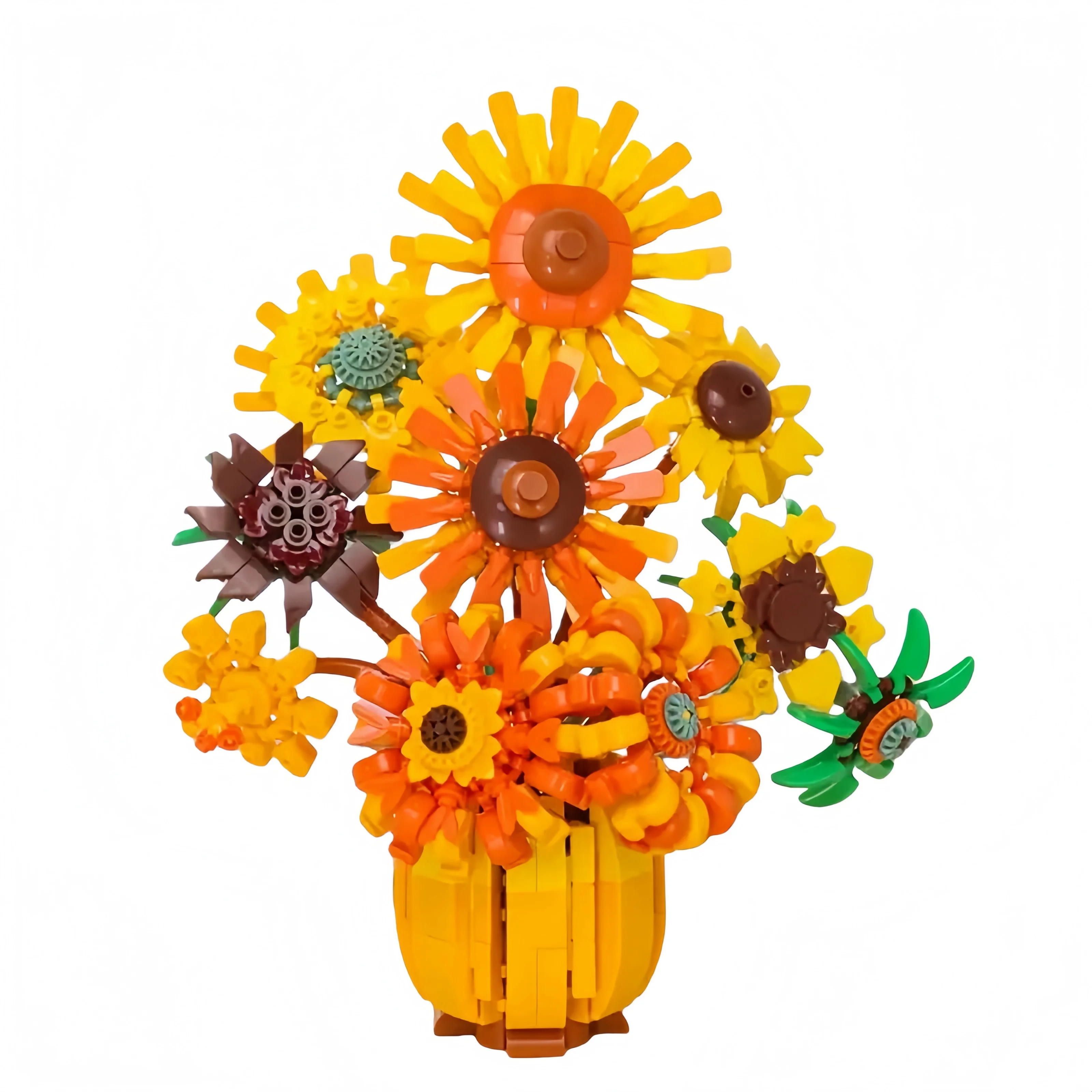 Set di blocchi da costruzione 1015/PCS, modello di vaso di fiori di girasole, decorazione interna di fiori e vasi, blocchi da costruzione per adulti