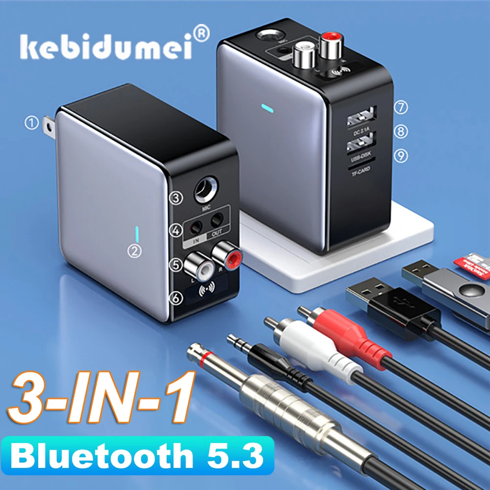 Multi-Function Bluetooth 5.3 Adapter Wireless Audio Receiver Transmitter Bluetooth Support Singing And Charging TFcard Function