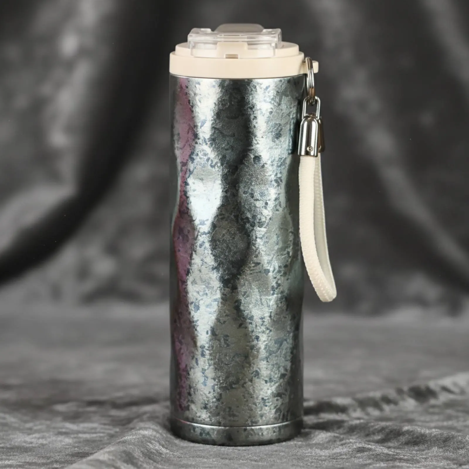 

Stainless Steel Coffee Mug Gift Box Included Portable Stainless Steel Water Bottle Textured Thermal Mug Spill-Resistant Lid
