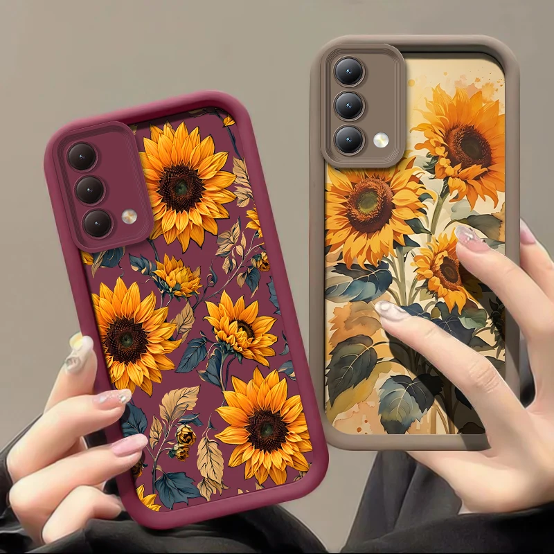 Pretty Sunflower Flowers Phone Case For Moto G22 G30 G9 Play Silicone Soft Camera Lens Protection Shockproof Bumper Back Cover