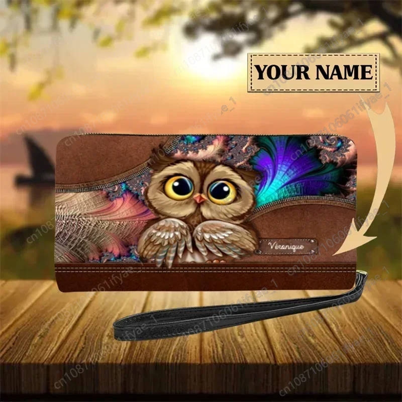 

Night Owl 3D Print Money Bag Women PU Leather Wristlet Clutch Cute Purse Custom Wallet Card Holder Design Luxury Cartera Hombre