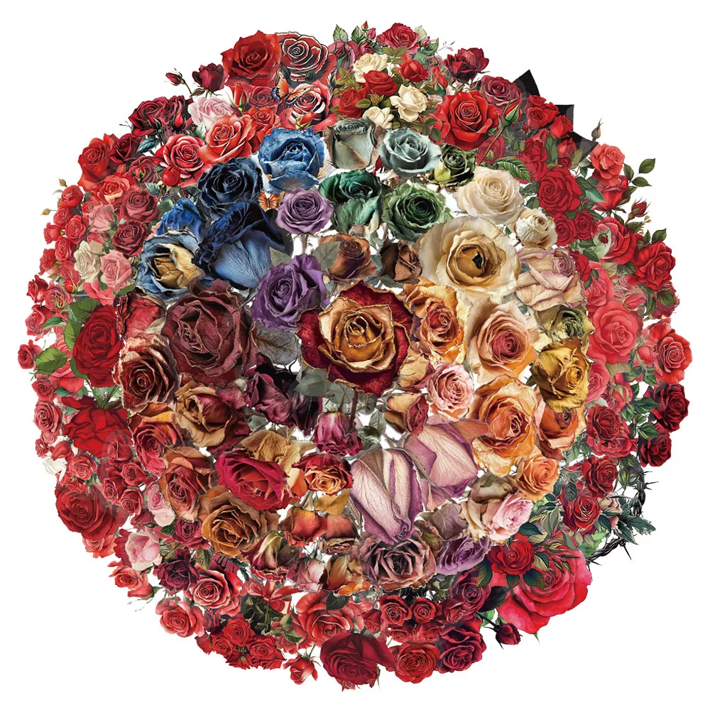 

50/100 шт. креативных сухих роз - винтажные красные розы из ПЭТ, декоративный материал для блокнотов, чехлов для телефонов, DIY персонализированные наклейки