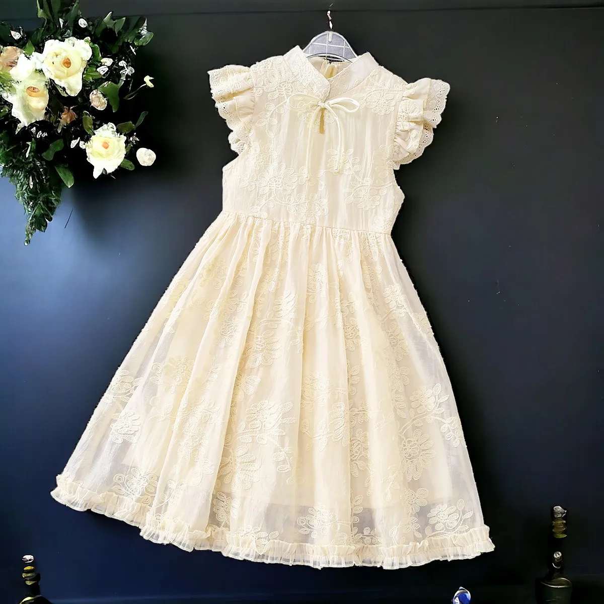 Girls Lace Dresses Baby Embroidery Flower Dresses Summer Kids Outfits Teens Floral Wedding Princess Costumes 5 6 7 8 9 12 Years