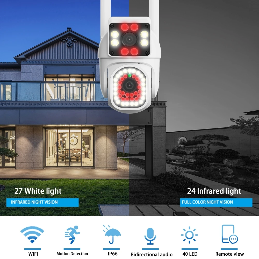 Caméra de permission Extérieure IP Wifi V380 Pro 2MP IP66, Dispositif de Sécurité Intégré Sans Fréquence, avec Boule d'Angle, Objectif pour Touriste