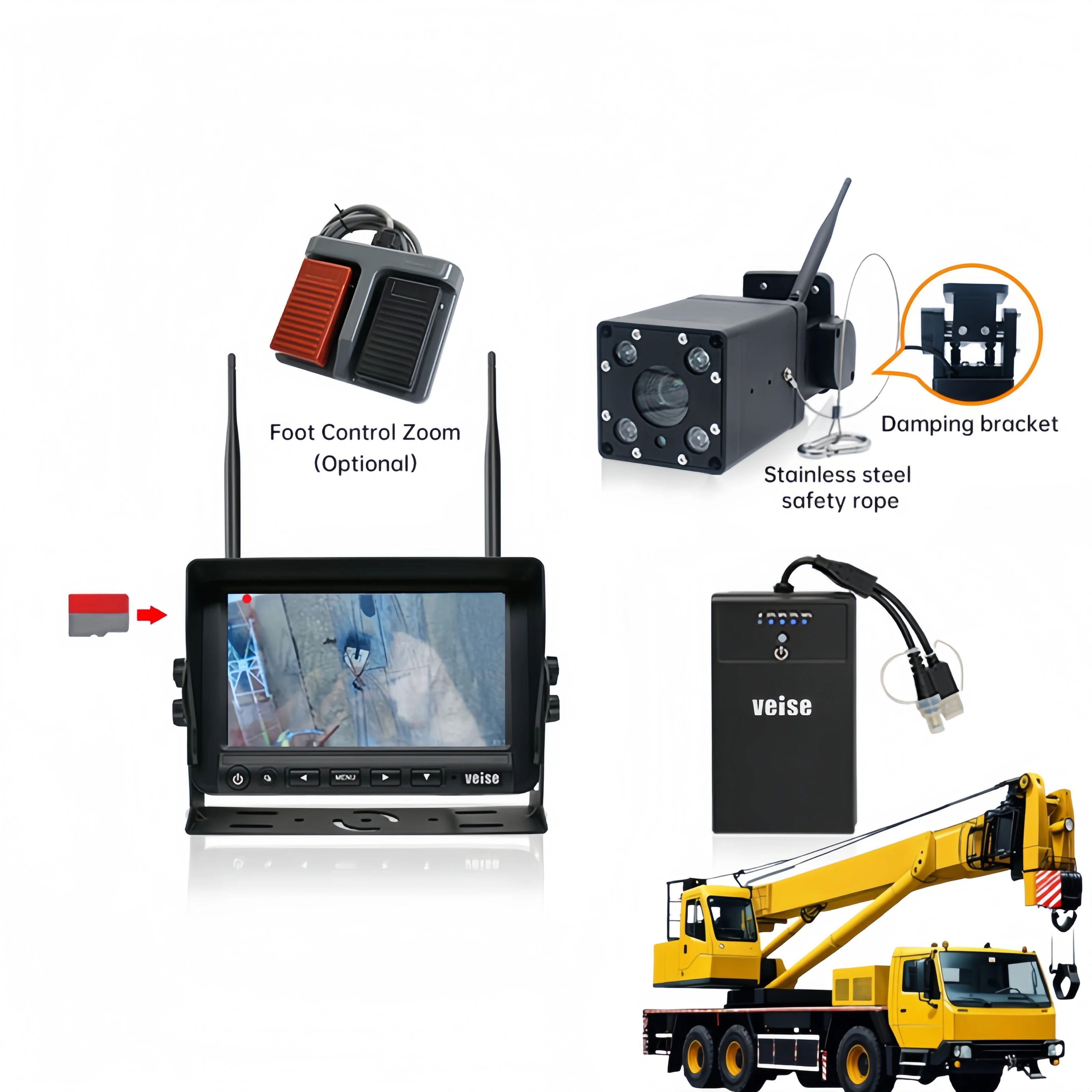 OEM & ODM Reverse Backup Crane Camera Hook Monitoring System Split Screen Function 1-Year Warranty
