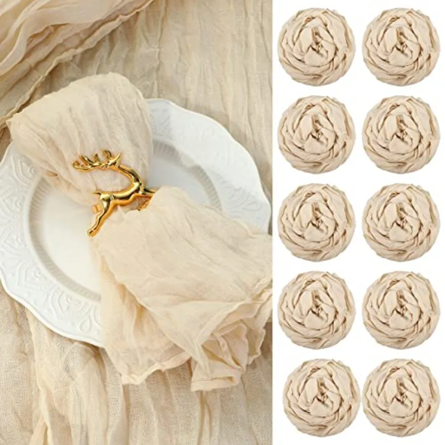 

100 Pieces Gauze Cheesecloth Napkins 19.7 x 19.7 Inch with Wrinkled Decorative for Home Wedding Baby Shower Rustic Table Decora