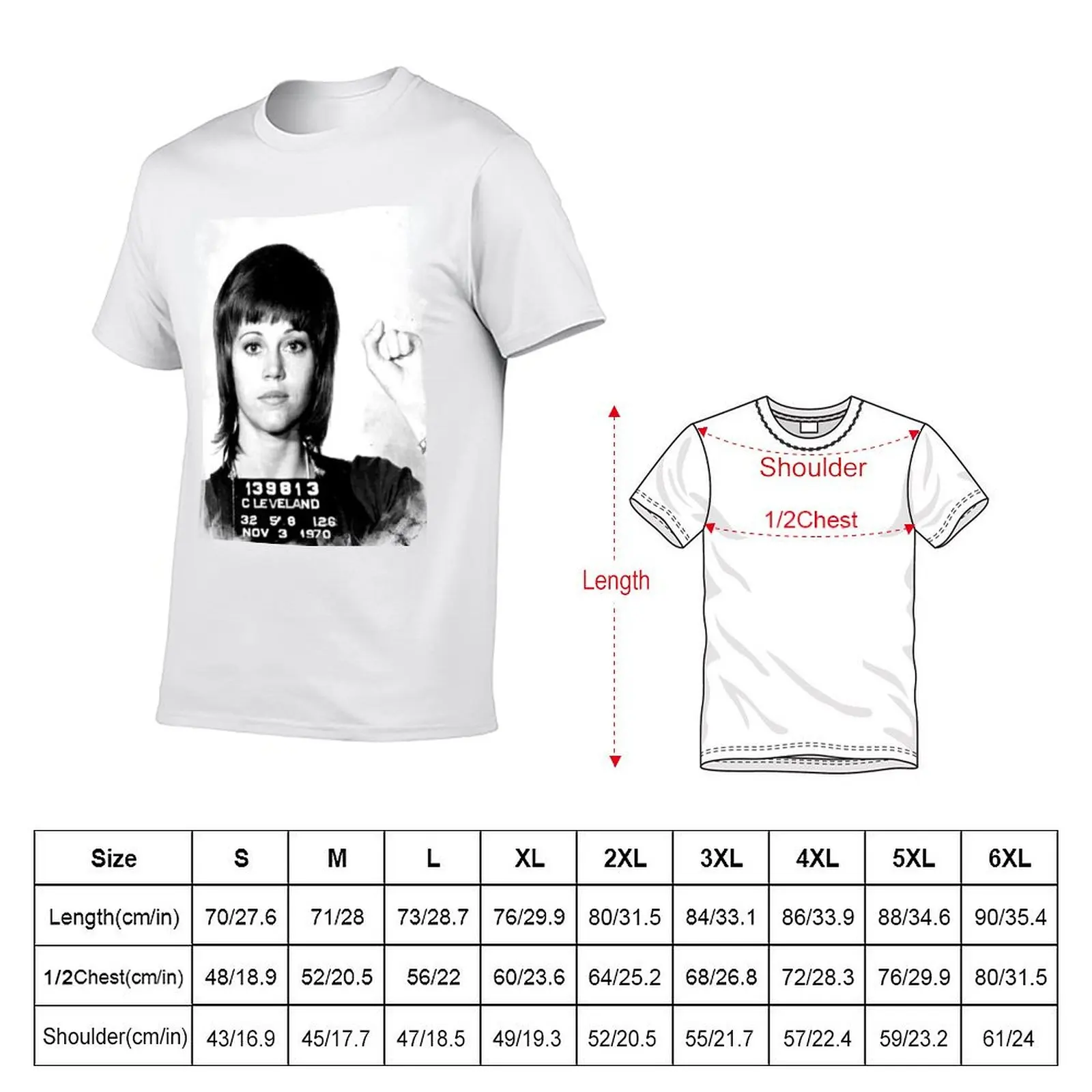 Jane Fonda mugshot T-Shirt man t shirt graphic t shirt for man