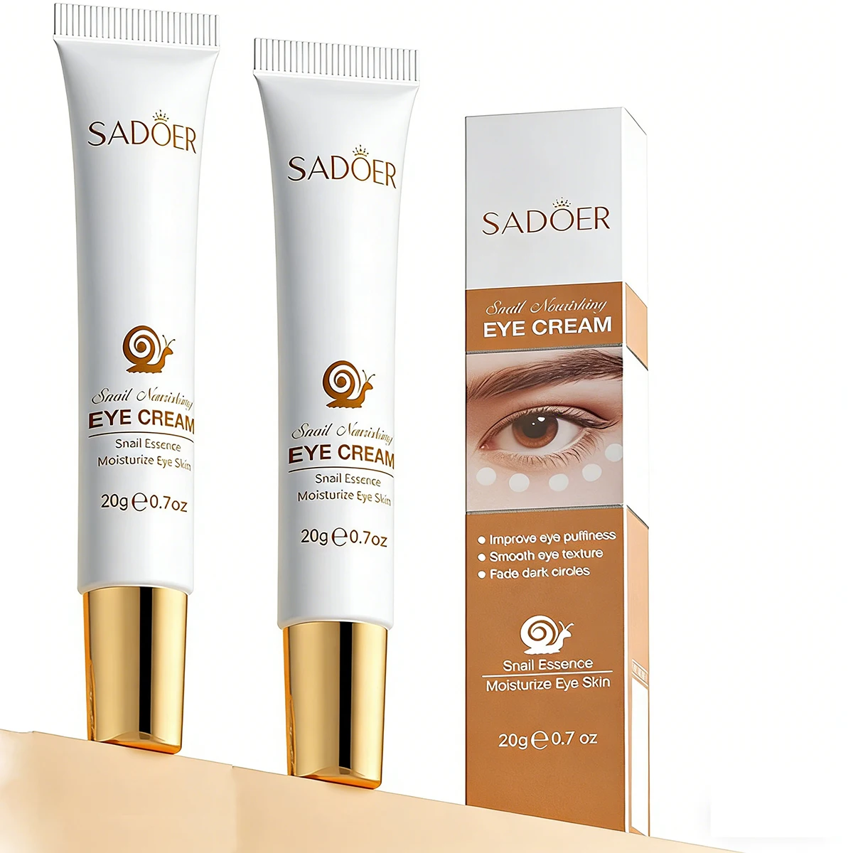 1/2PCS Snail Essence Eye Cream for Dark Circles, Moisturizing Smoothing Light Weight Fast Absorption Reduce Fine Lines Puffiness