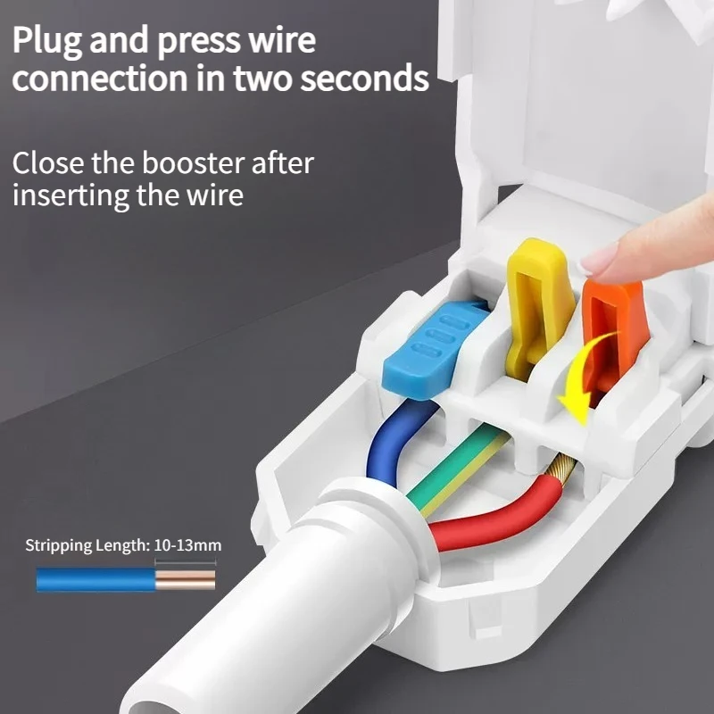 Solder-Free Quick Crimp Cable Connector 3Pin AC Power Docking Male Female Socket Charging Plug